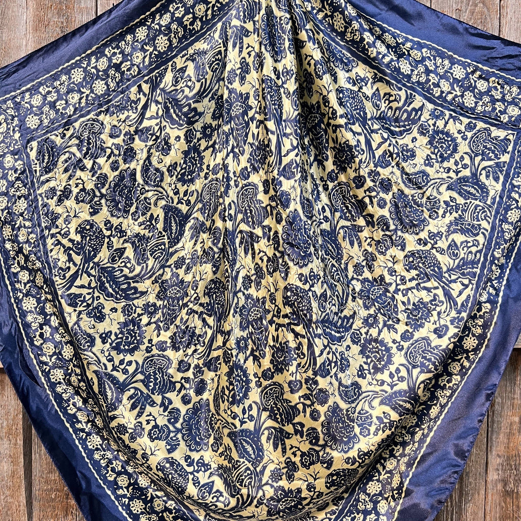 Royal Blue & Cream Paisley Wild Rag - Western Scarf