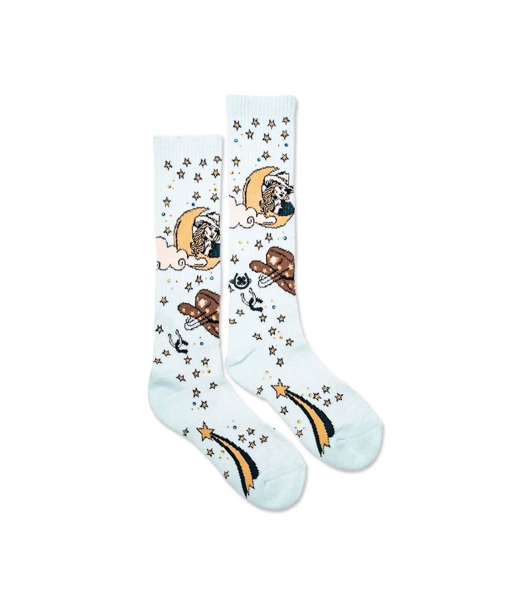 Cosmic Cowgirl Light Blue Performance Boot Socks
