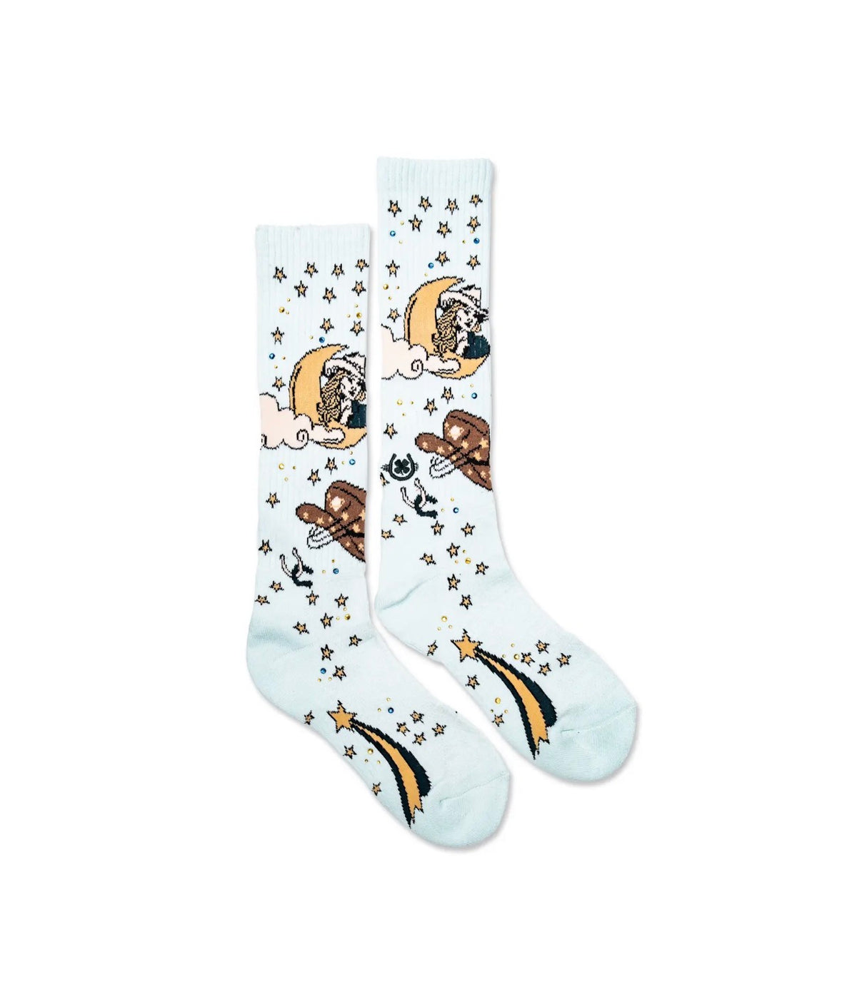 Cosmic Cowgirl Light Blue Performance Boot Socks