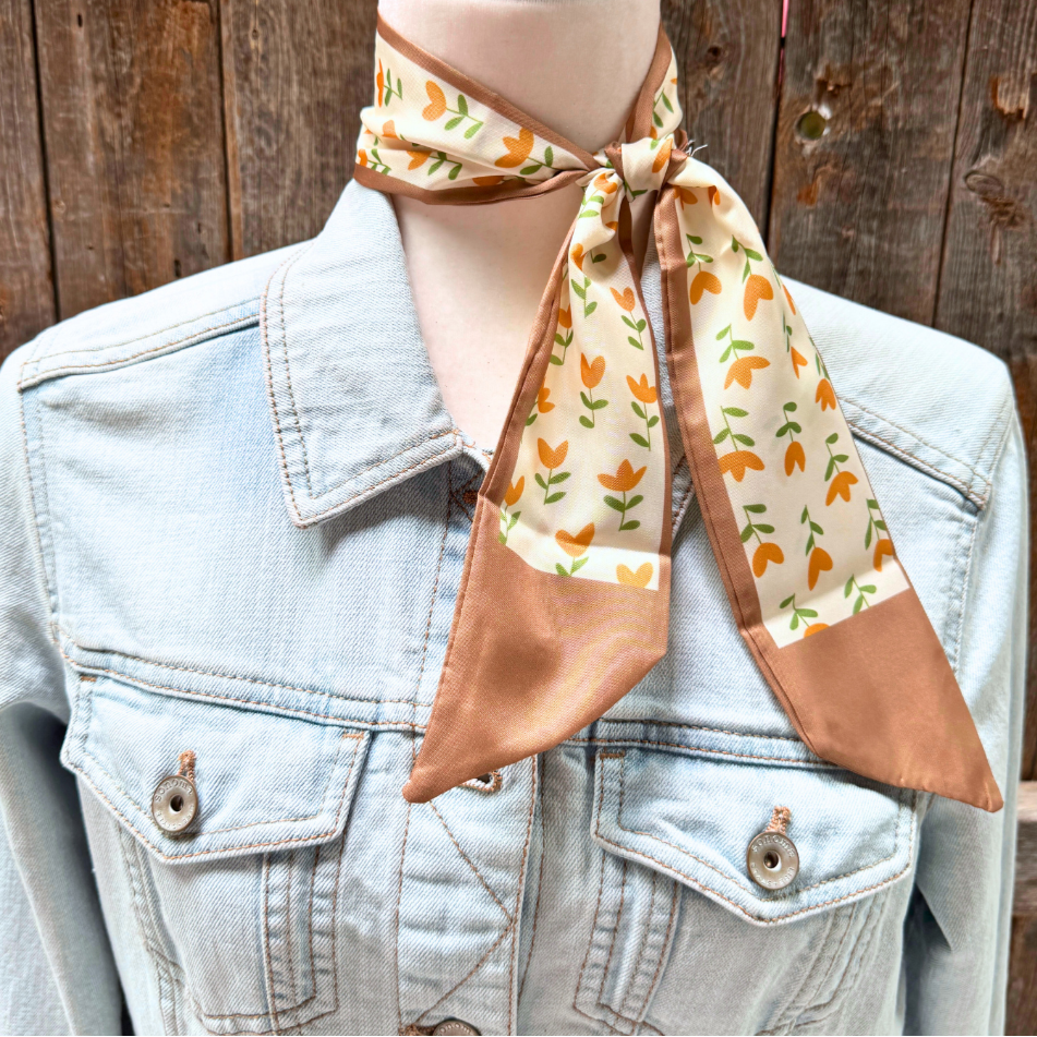 Tan and Cream Western Skinny Mini Twilly Scarf