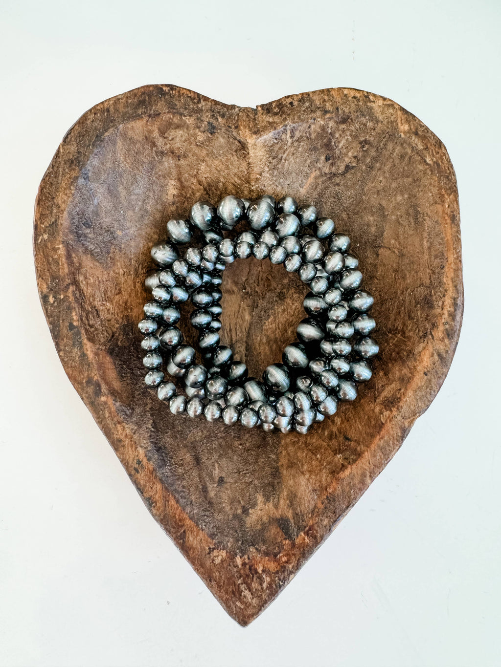 Western Navajo Style Bead Stretch Bracelets: SILVER