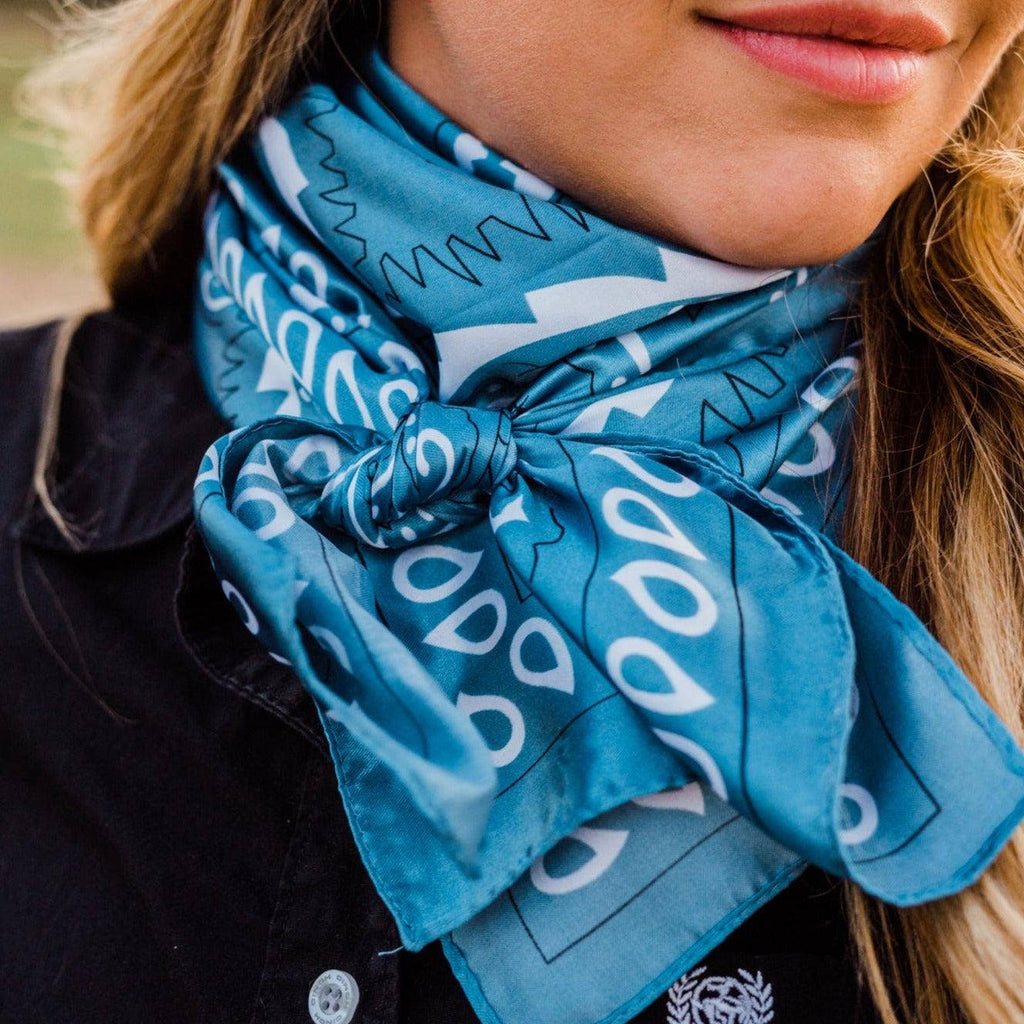 Blue & White Paisley Wild Rag - Western Scarf
