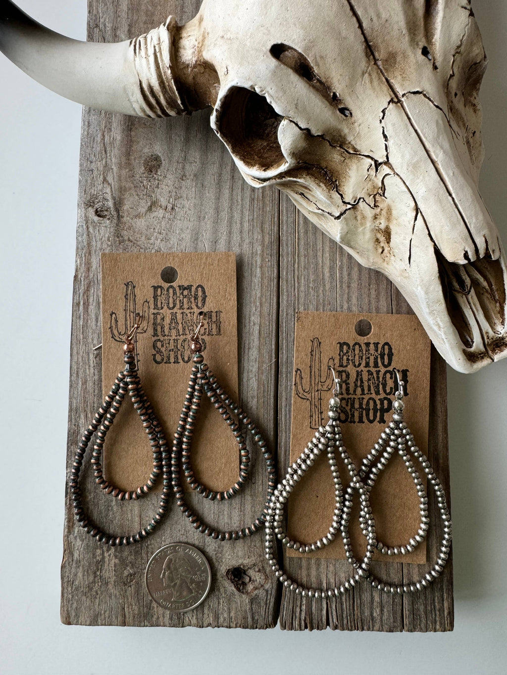 Long Navajo Style Pearl Earrings