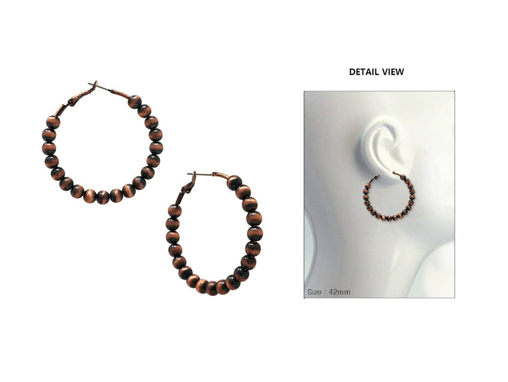 1.65” Navajo Pearl Hoops Earrings: Silver