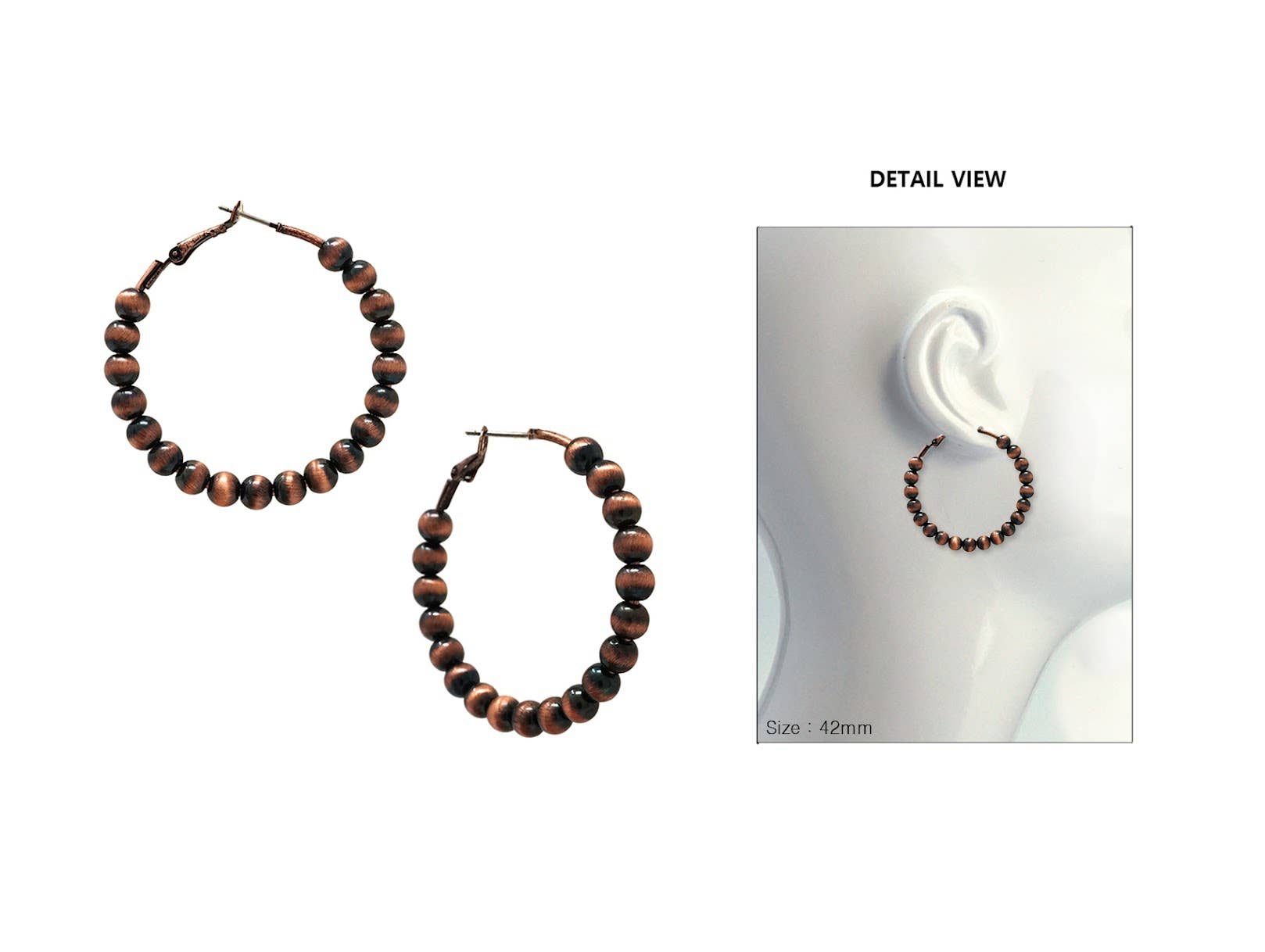 1.65” Navajo Pearl Hoops Earrings: Silver