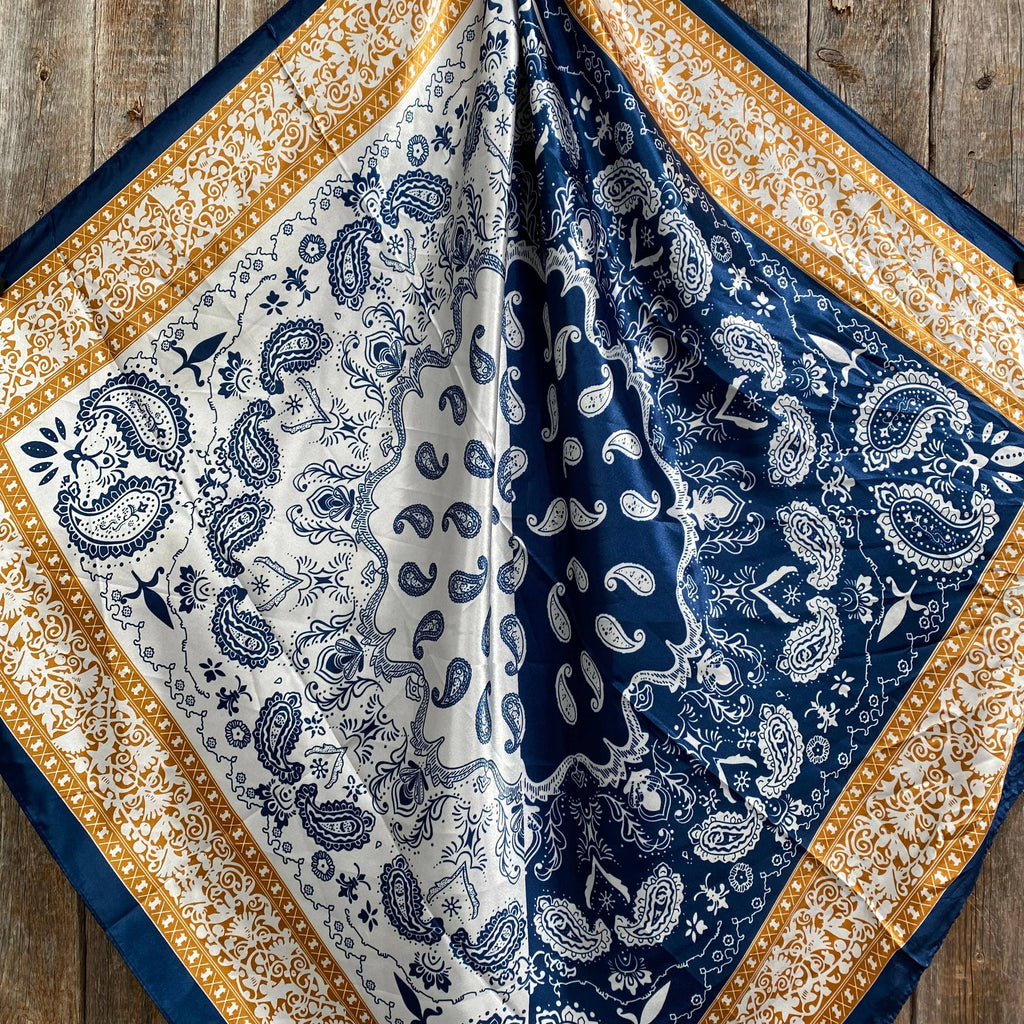 Blue Two-Toned Paisley Wild Rag - Western Scarf