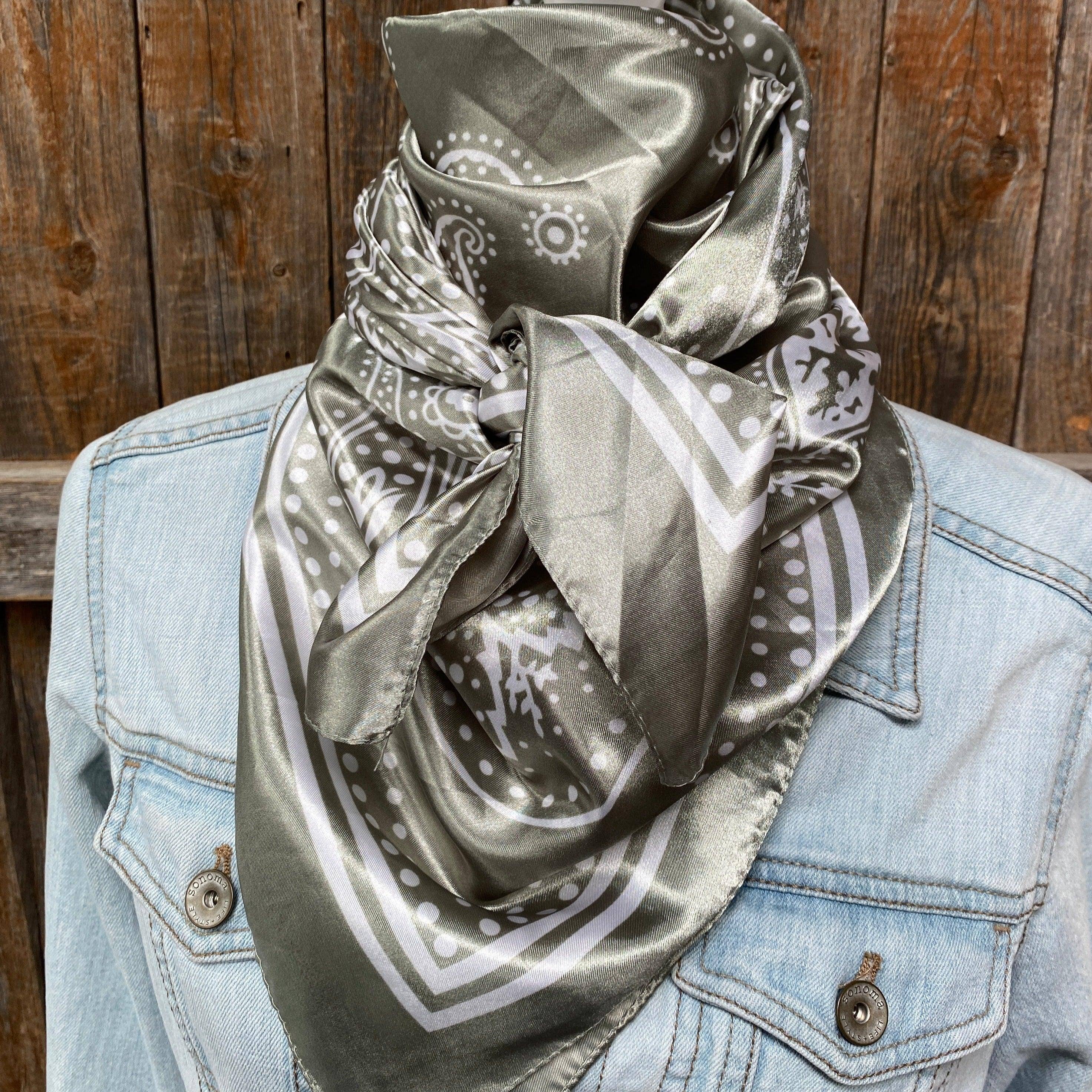 Sage Floral Paisley Wild Rag - Western Scarf