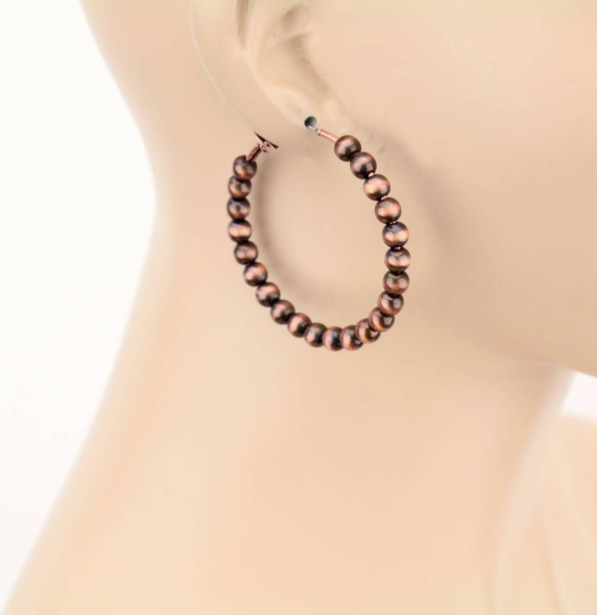 1.65” Navajo Pearl Hoops Earrings: Silver