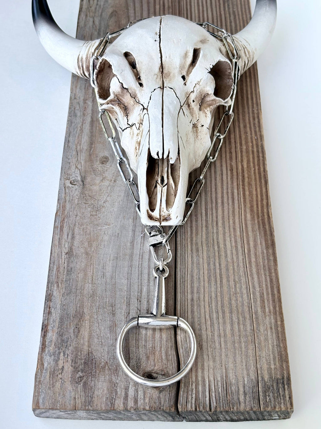 Western Horse Bit Pendant Chunky Chain Clip Necklace