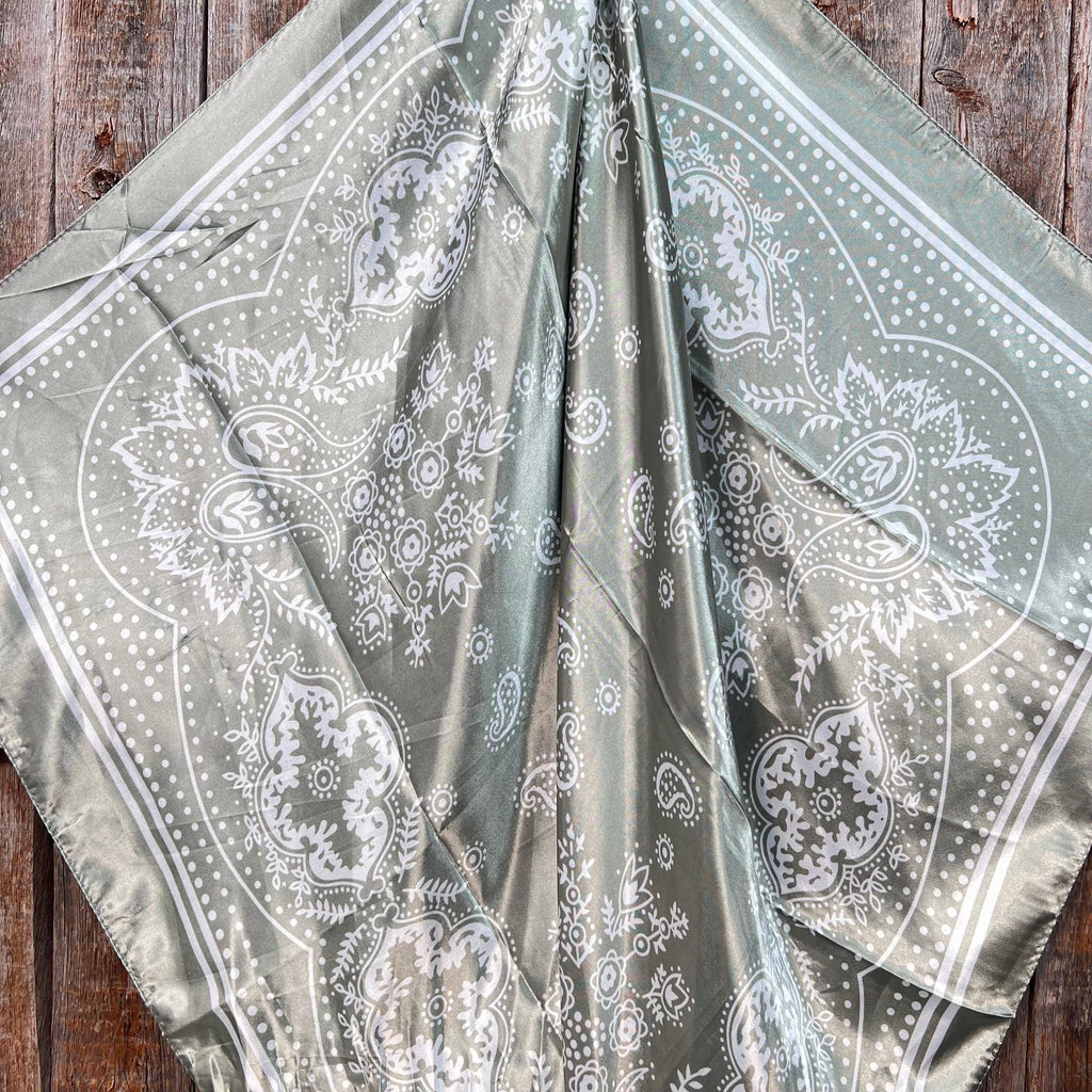 Sage Floral Paisley Wild Rag - Western Scarf