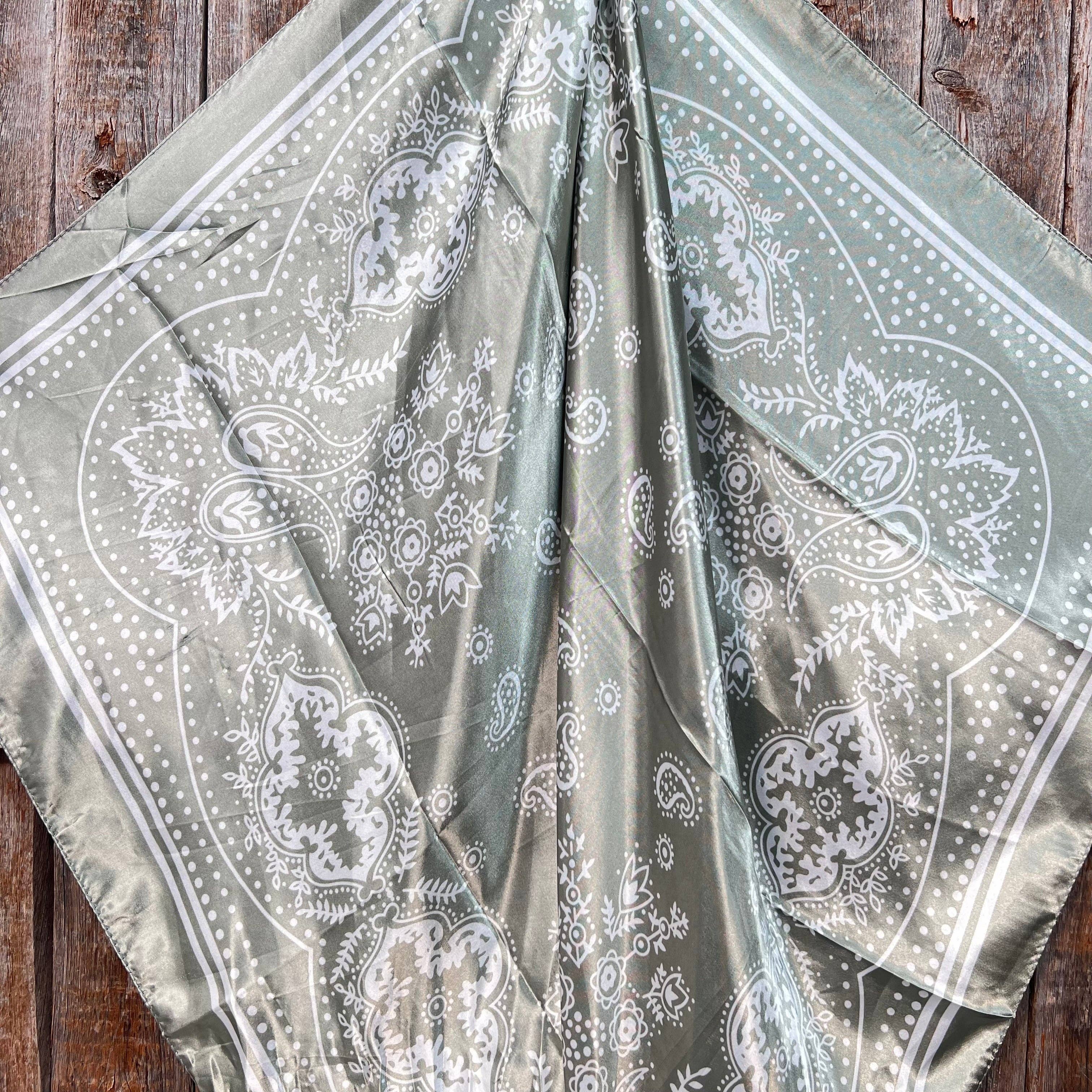 Sage Floral Paisley Wild Rag - Western Scarf