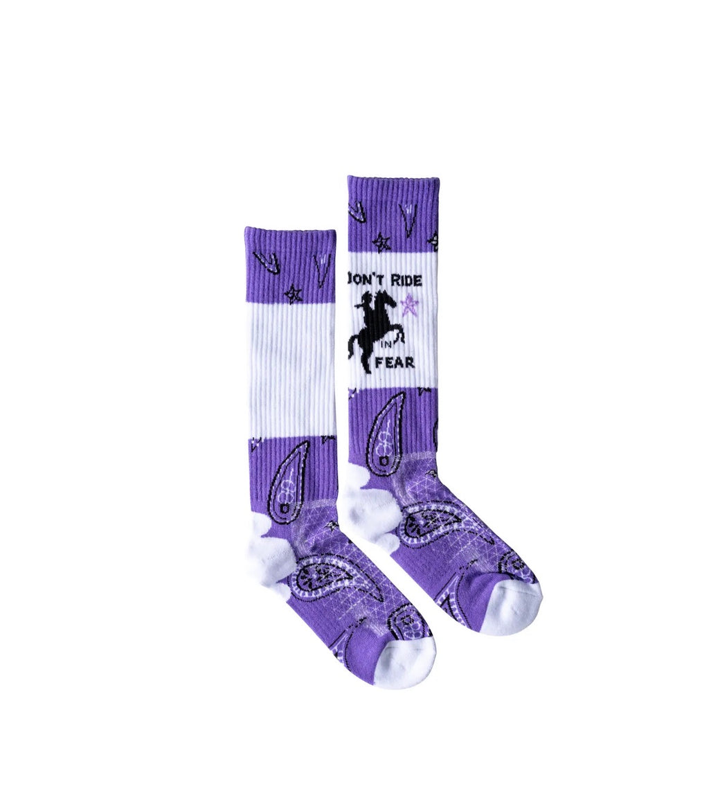 Don't Ride in Fear Lavender Performance Boot Socks