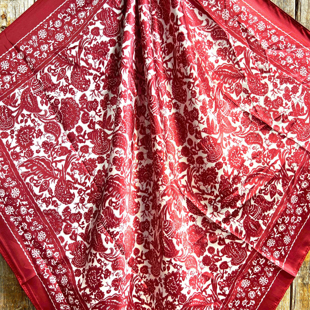 Red & Cream Paisley Wild Rag - Western Scarf