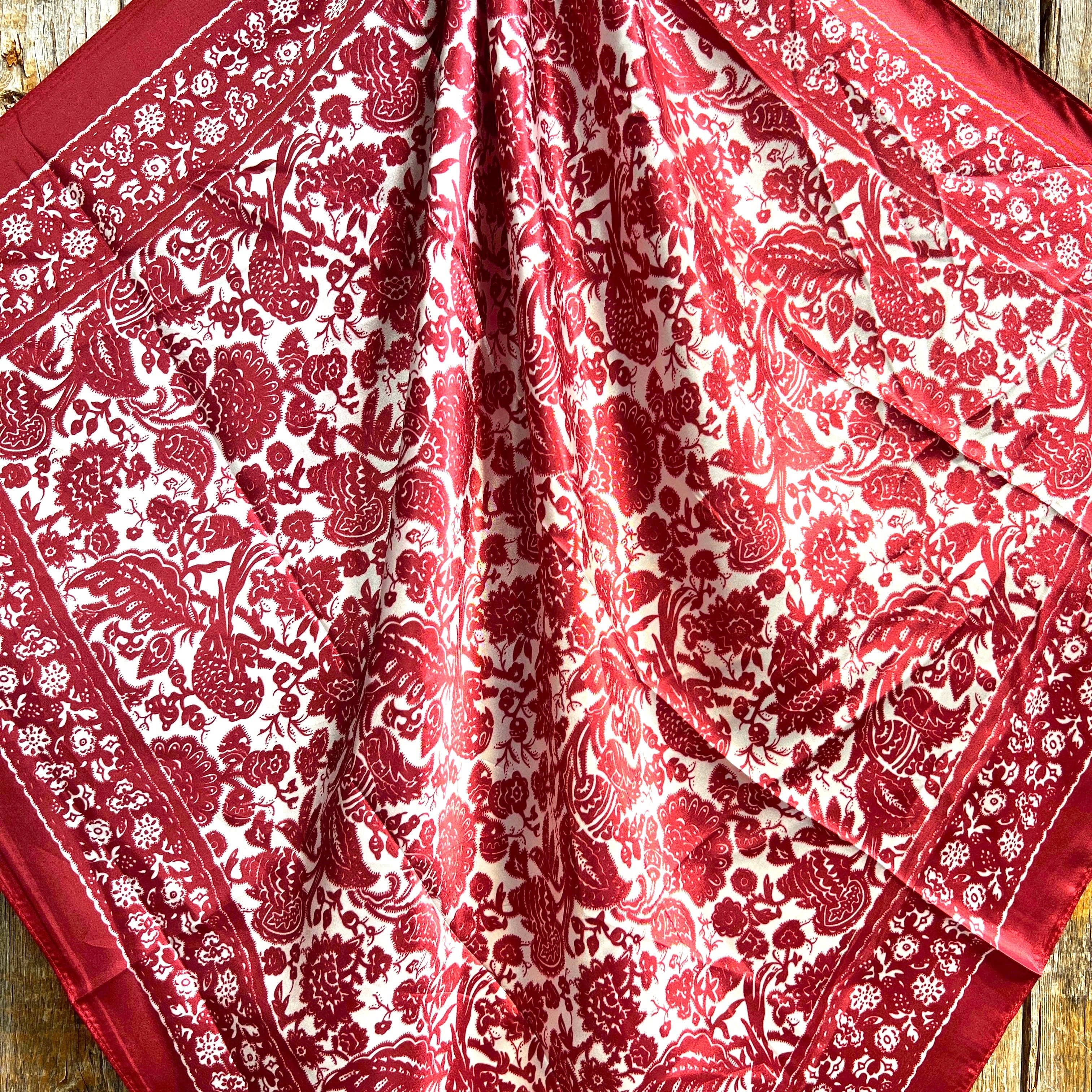 Red & Cream Paisley Wild Rag - Western Scarf