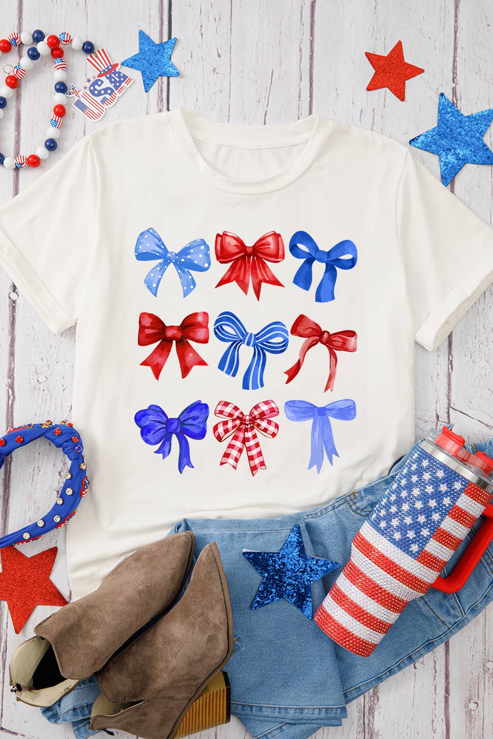 Fourth of July Bow T-Shirts