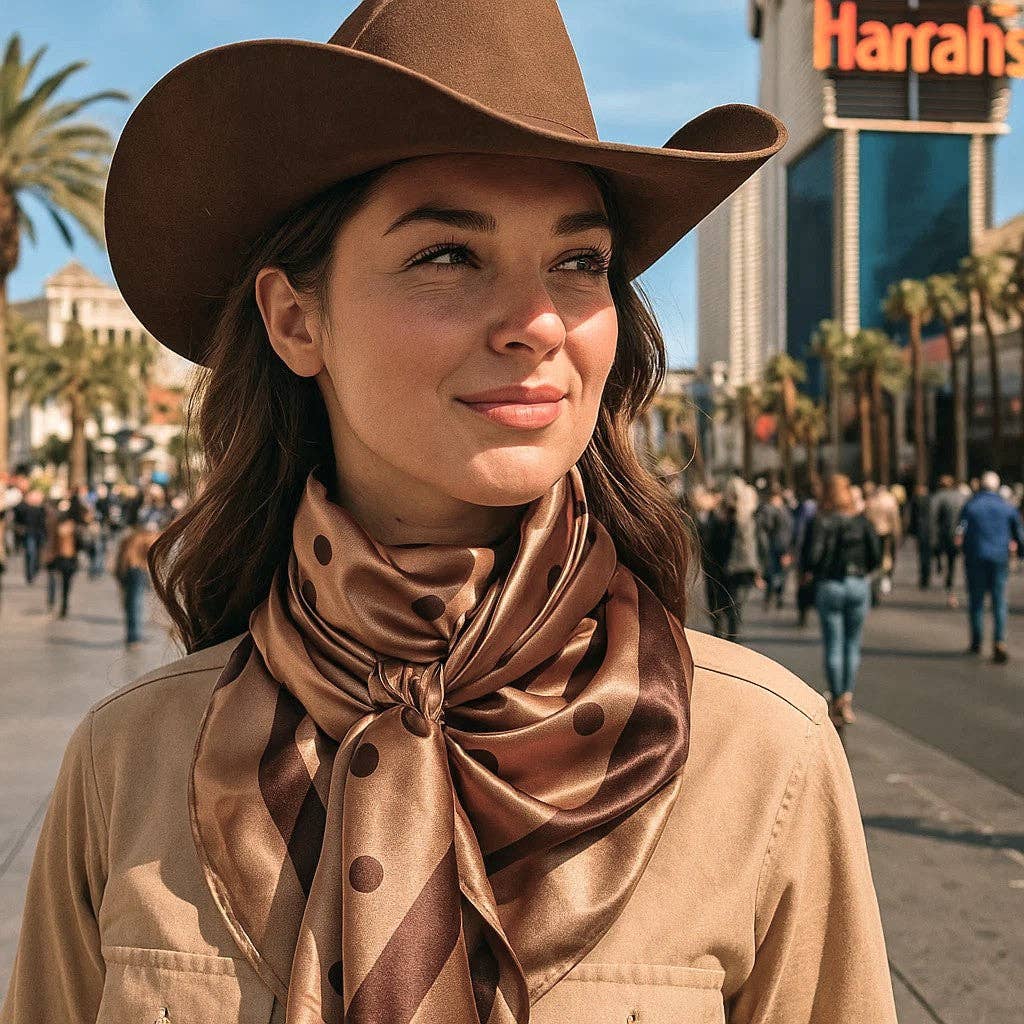 Brown Polka Dots Wild Rag - Western Scarf