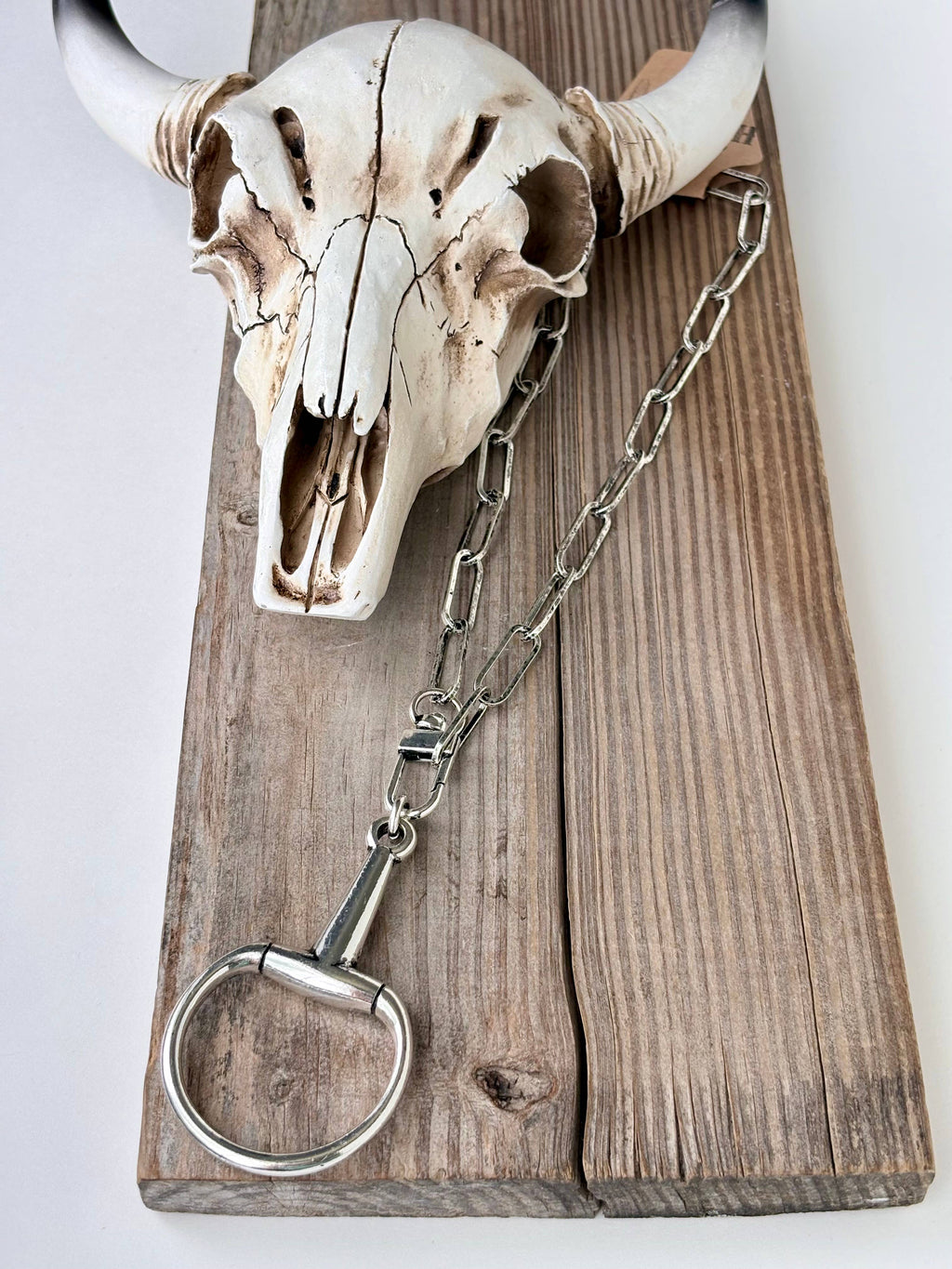 Western Horse Bit Pendant Chunky Chain Clip Necklace