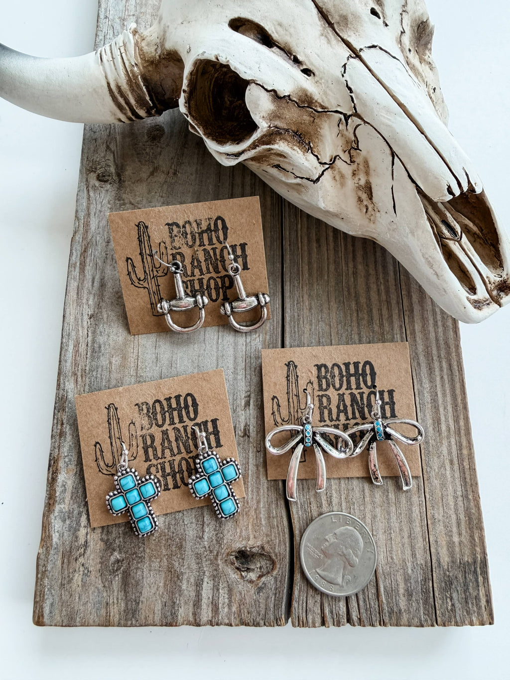 Western Dainty Dangle Earrings: CROSS