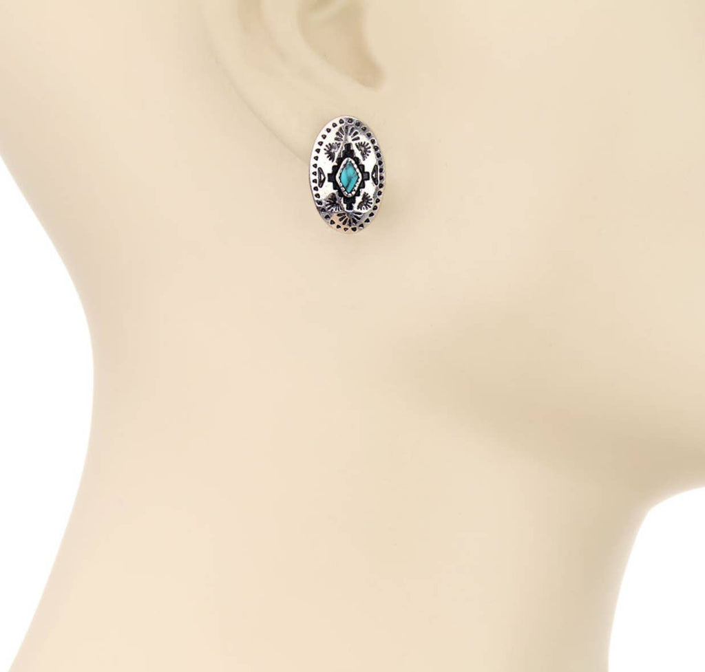 Aztec Post Earrings OVAL TURQUOISE