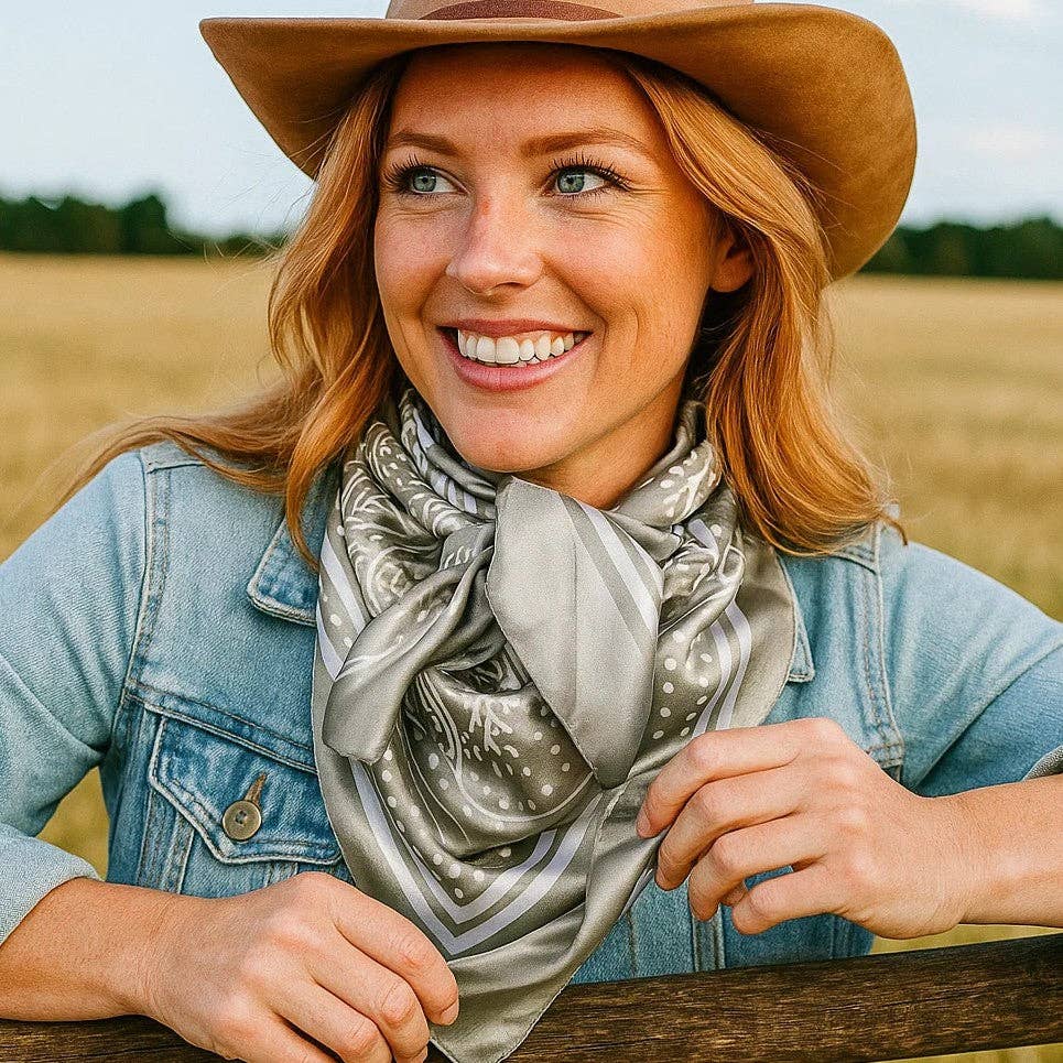 Sage Floral Paisley Wild Rag - Western Scarf
