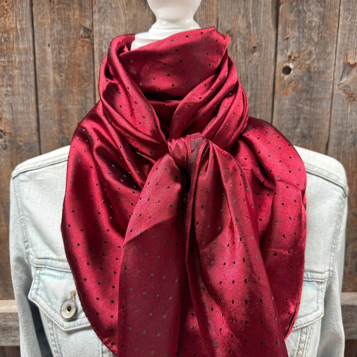 42X42" Burgundy Jacquard Wild Rag - Western Scarf