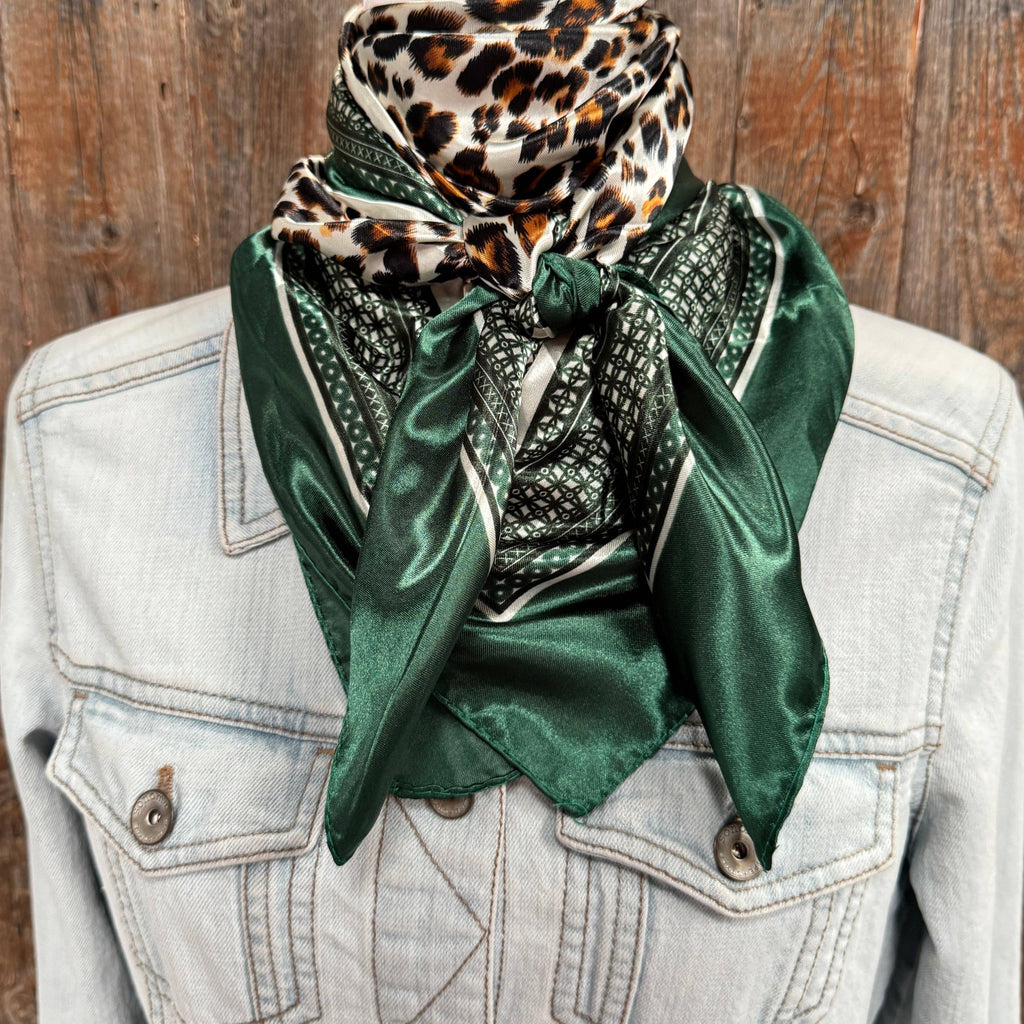 Green Animal Print Wild Rag - Western Scarf