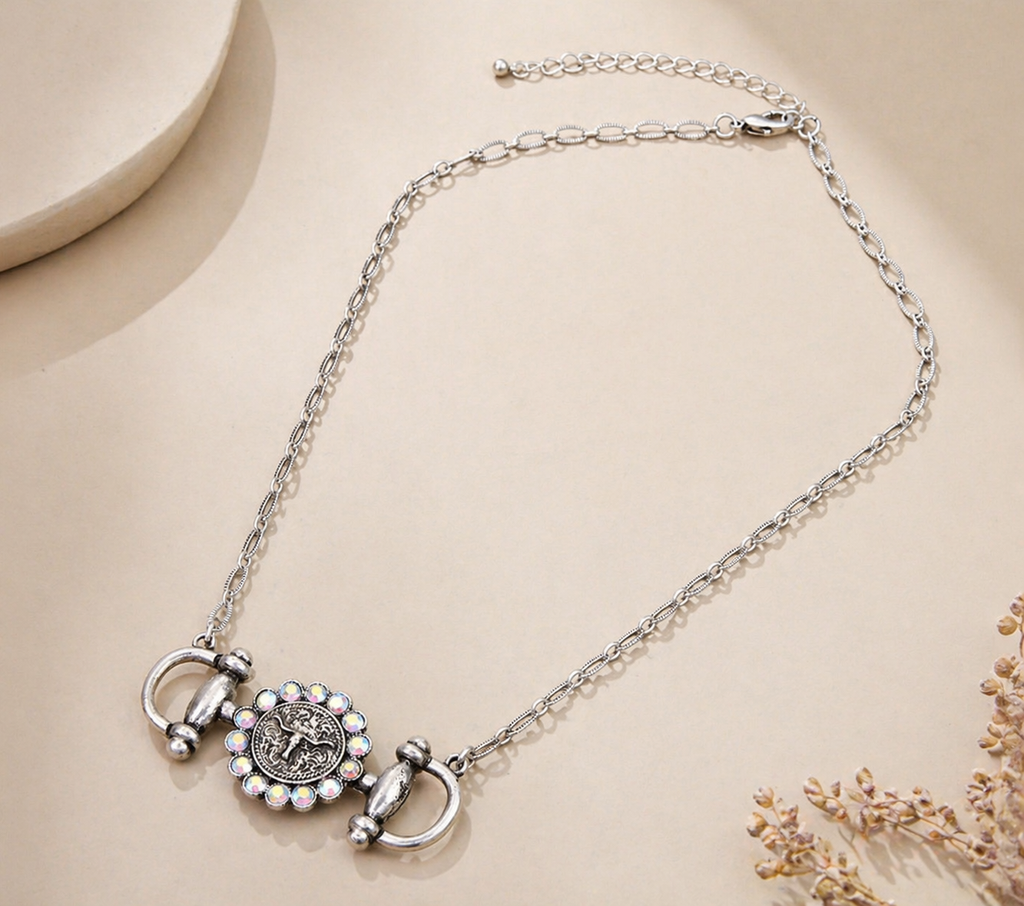 Horsebit Steerhead Necklace: TURQUOISE