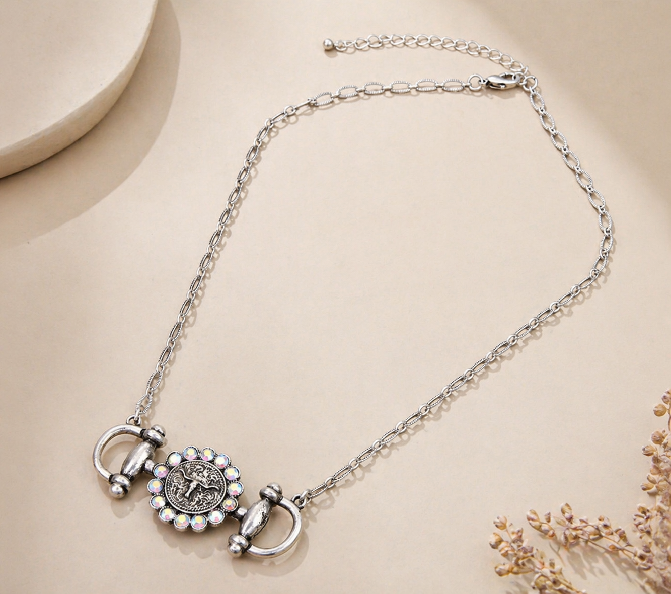 Horsebit Steerhead Necklace: TURQUOISE
