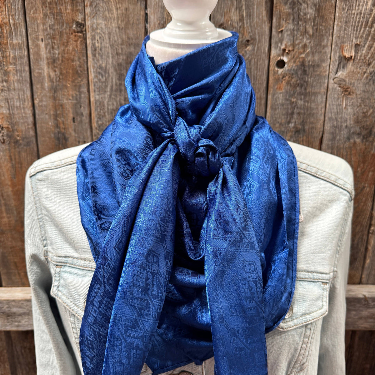 42X42" Cobalt Jacquard Wild Rag - Western Scarf