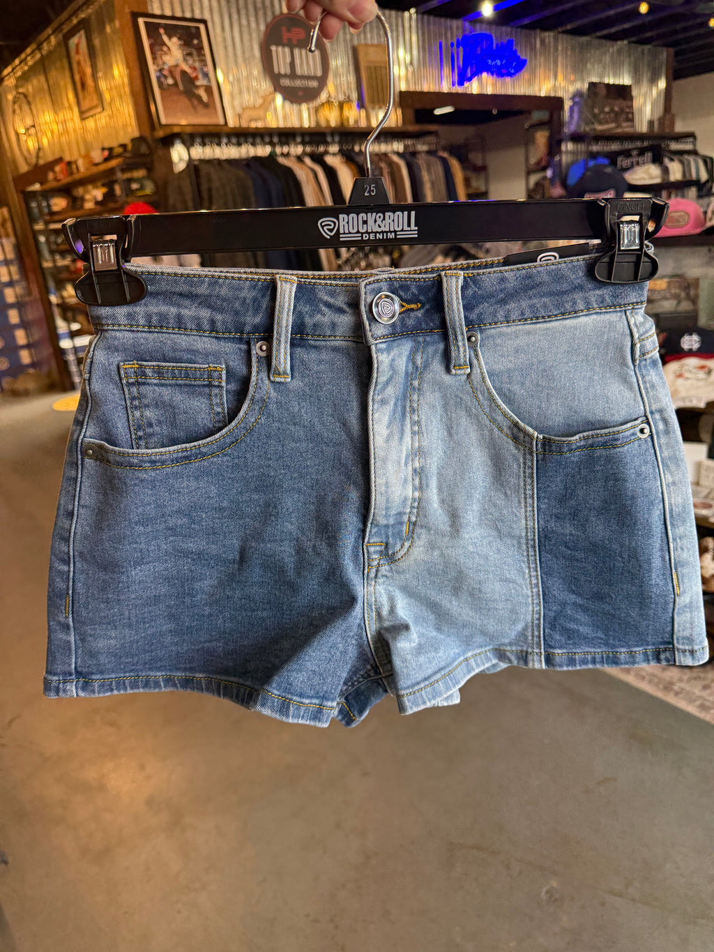 Two tone denim shorts