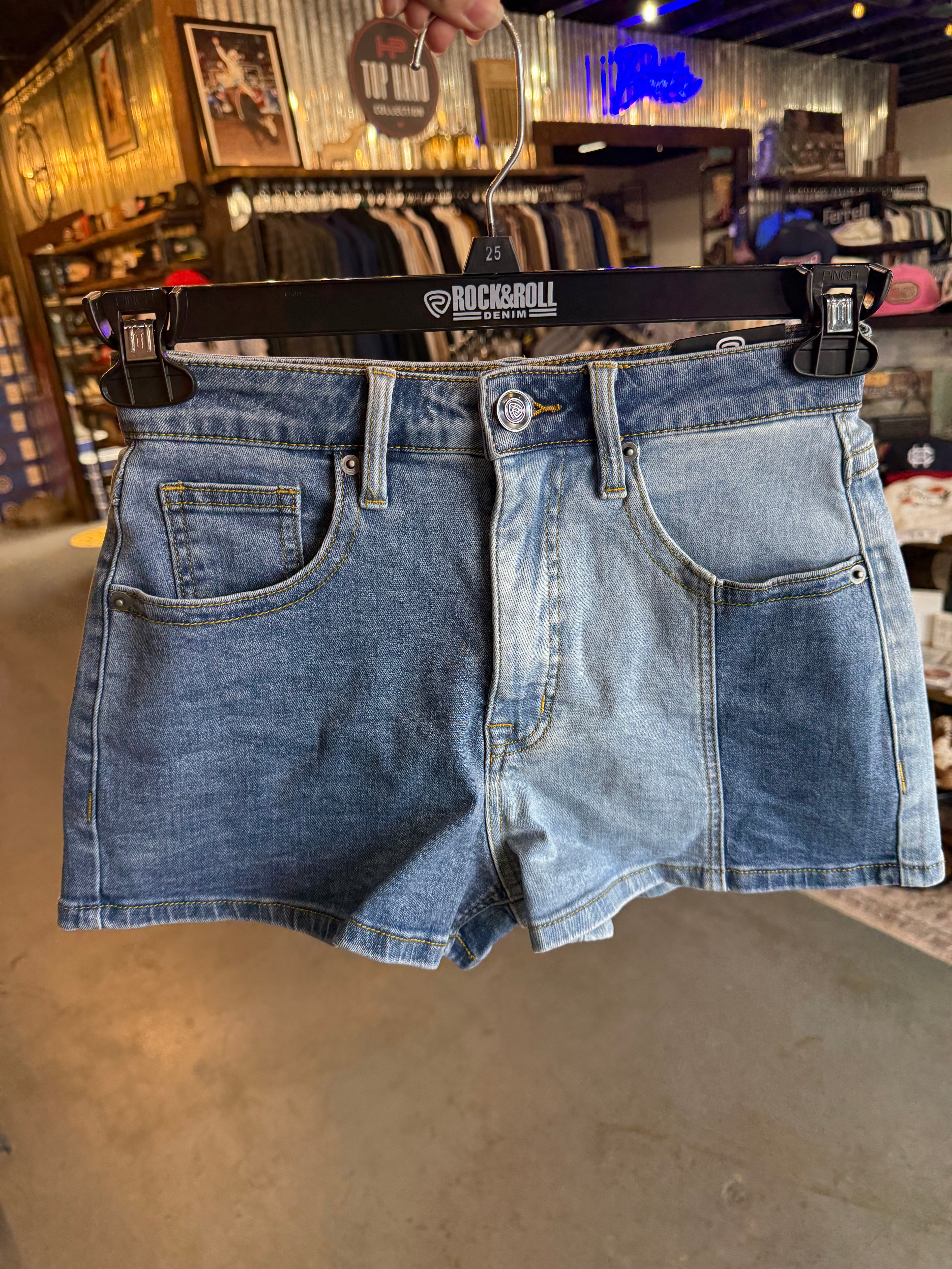 Two tone denim shorts