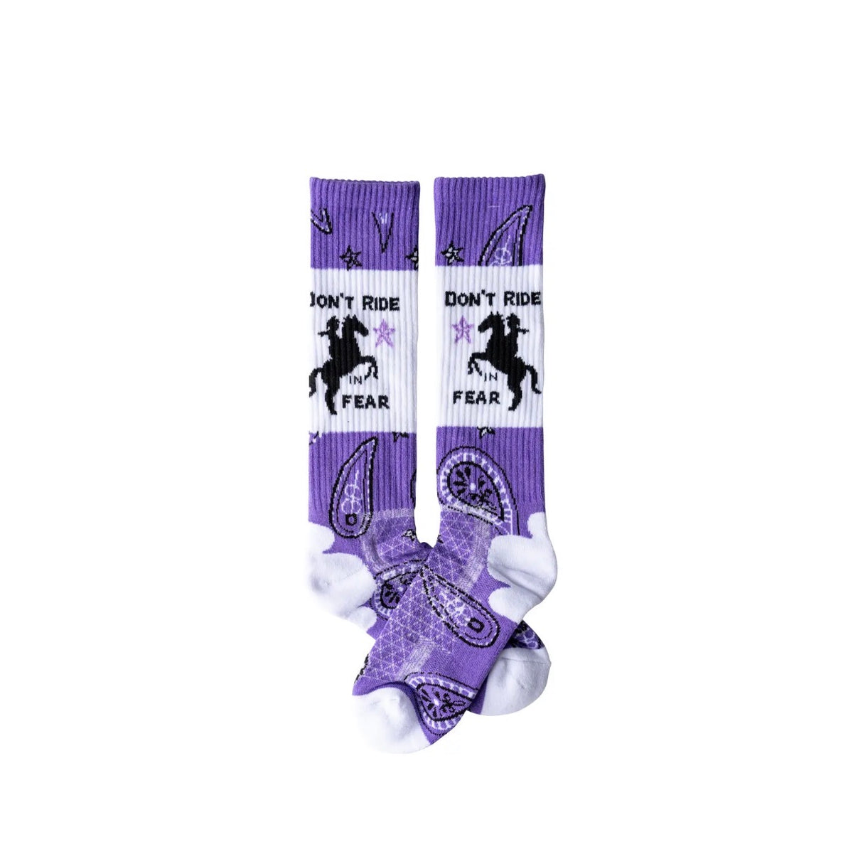 Don't Ride in Fear Lavender Performance Boot Socks