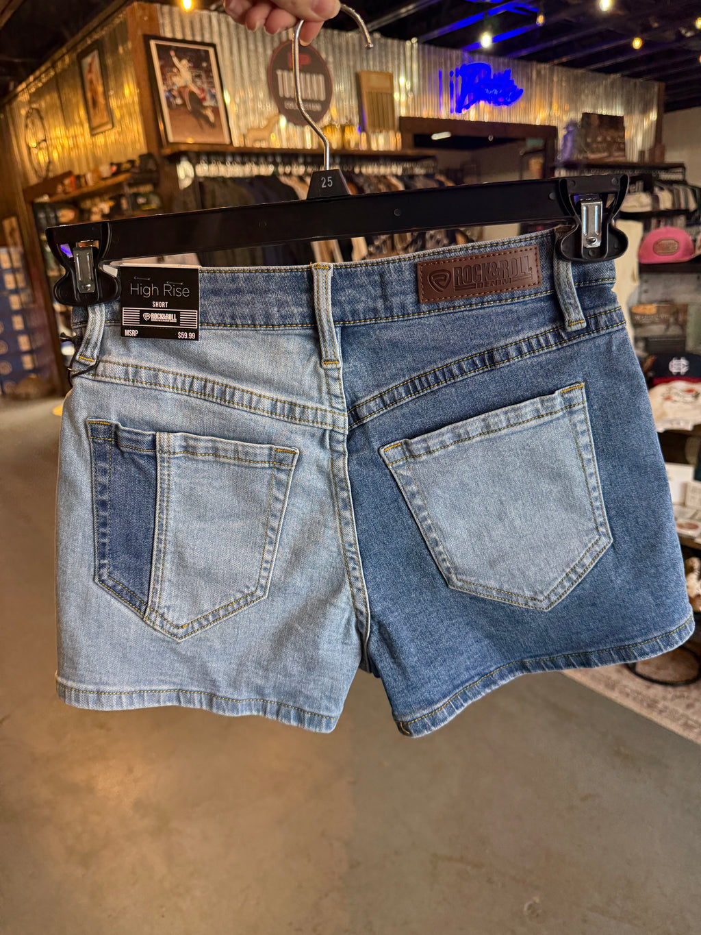 Two tone denim shorts