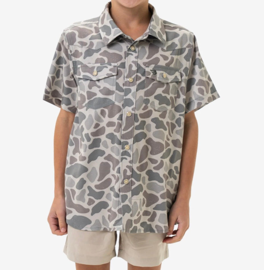 Boys classic camo BURLEBO pearl snap