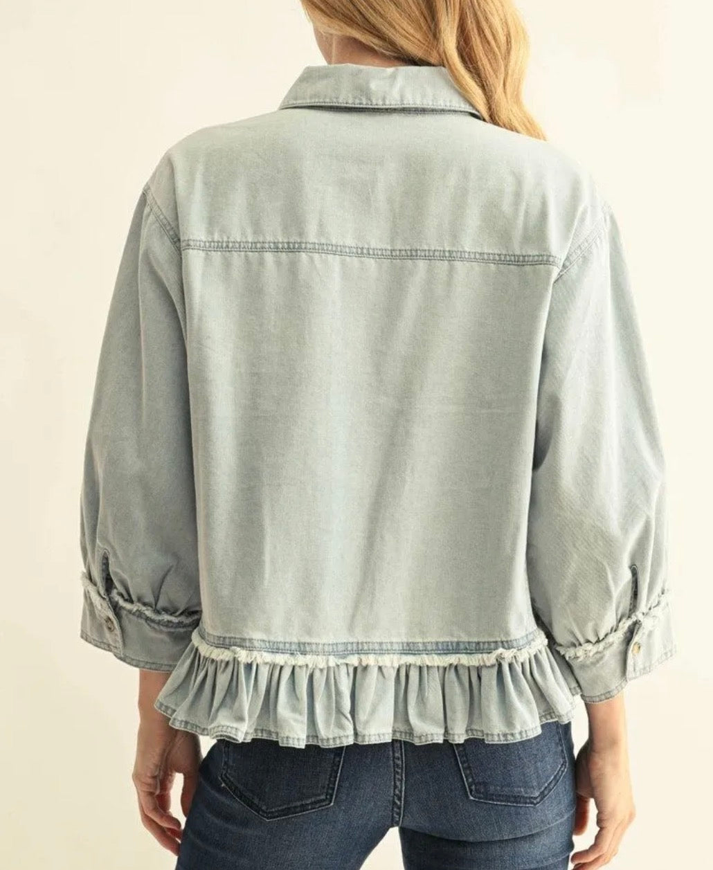Ruffle denim top