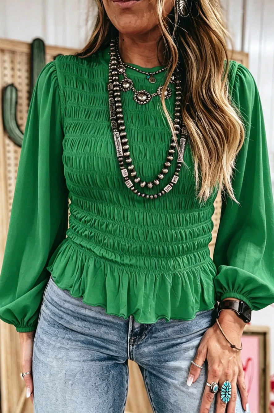 Green long sleeve blouse