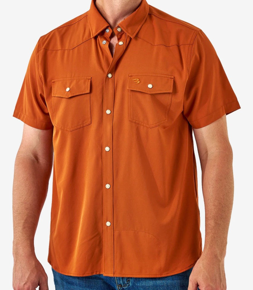 Orange BURLEBO performance western shirt