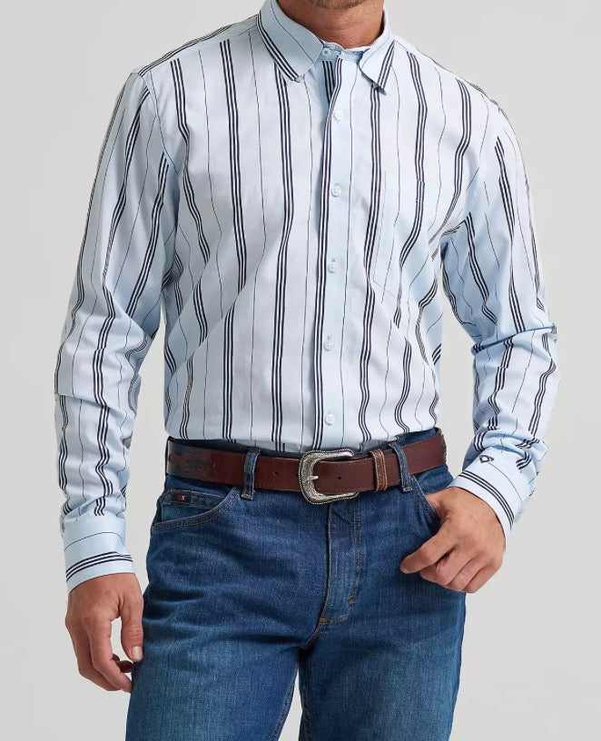 Cody Johnson blue stripe button up