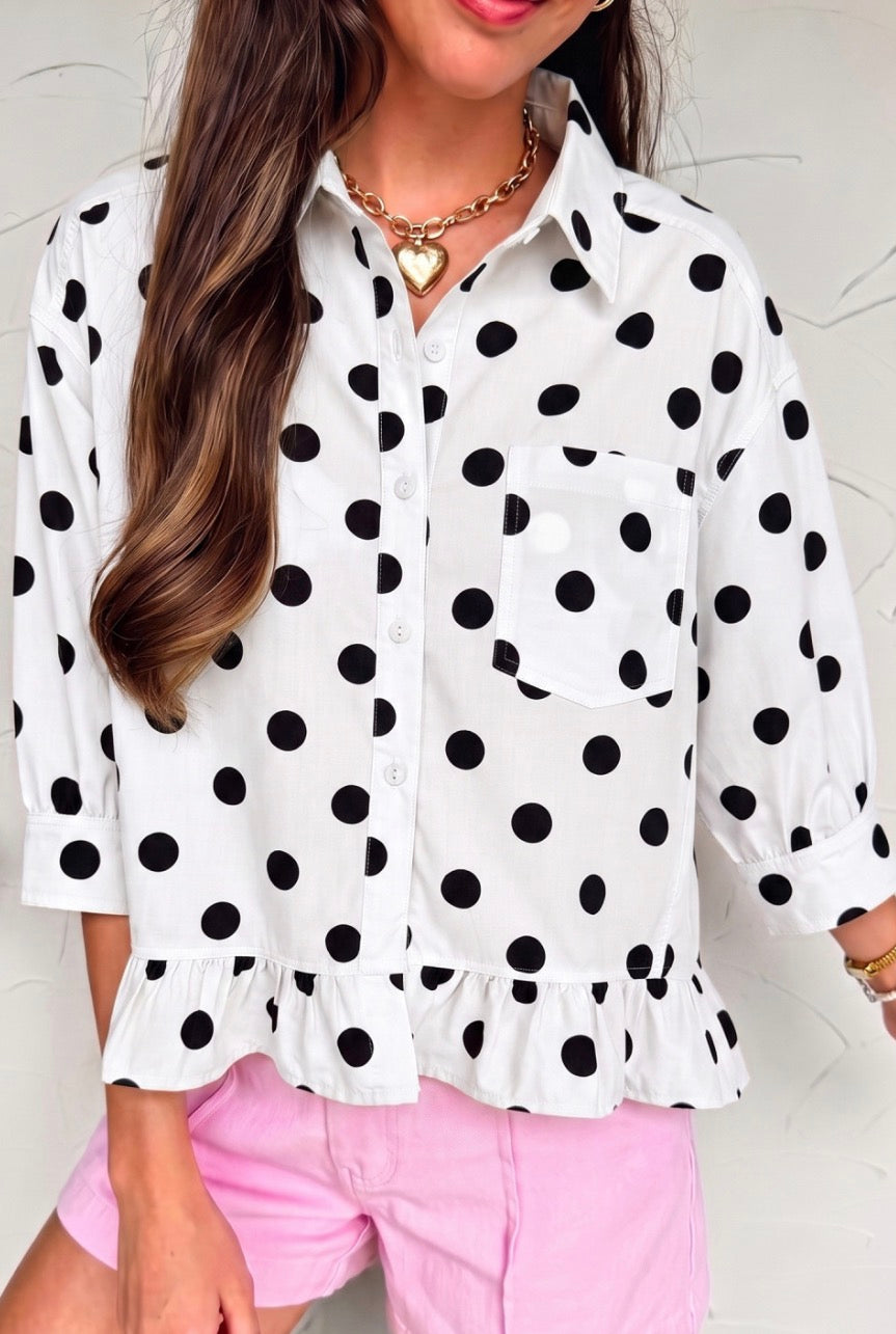 Polka dot button up top