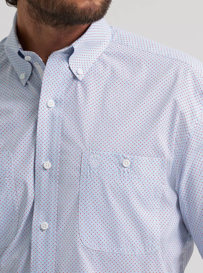 Blue and red George Strait button up