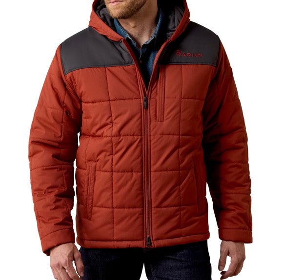 Ariat Men's Crius Hooded Insulated Jacket: BURNT HENNA