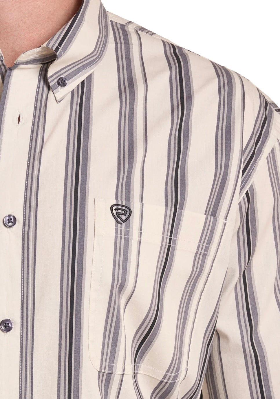 Rock & Roll Black/Grey Striped Button Up