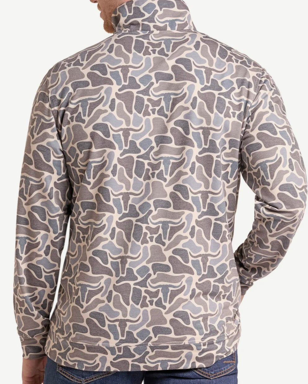 Tan Longhorn Skull Camo Pullover