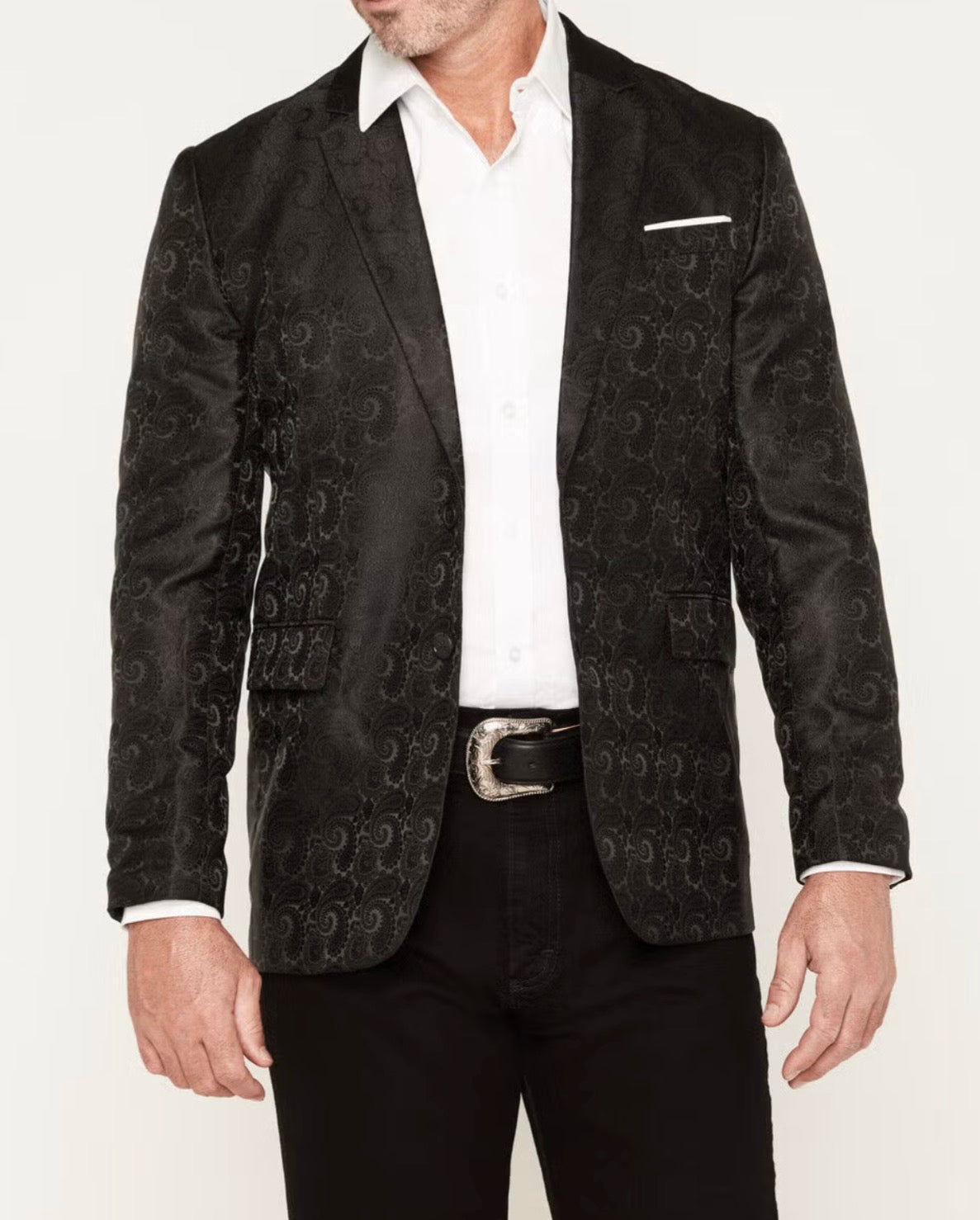 Black Paisley Jacquard Sports Coat