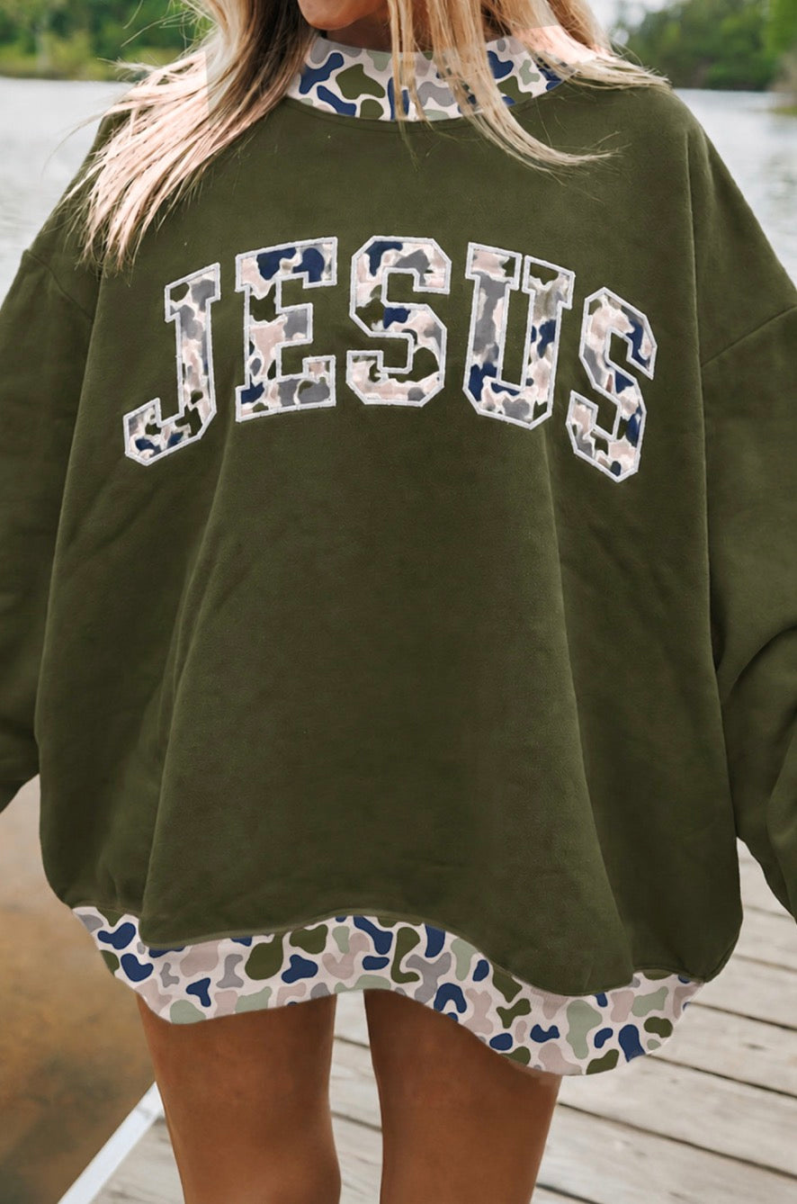 Camo Jesus Mock Neck
