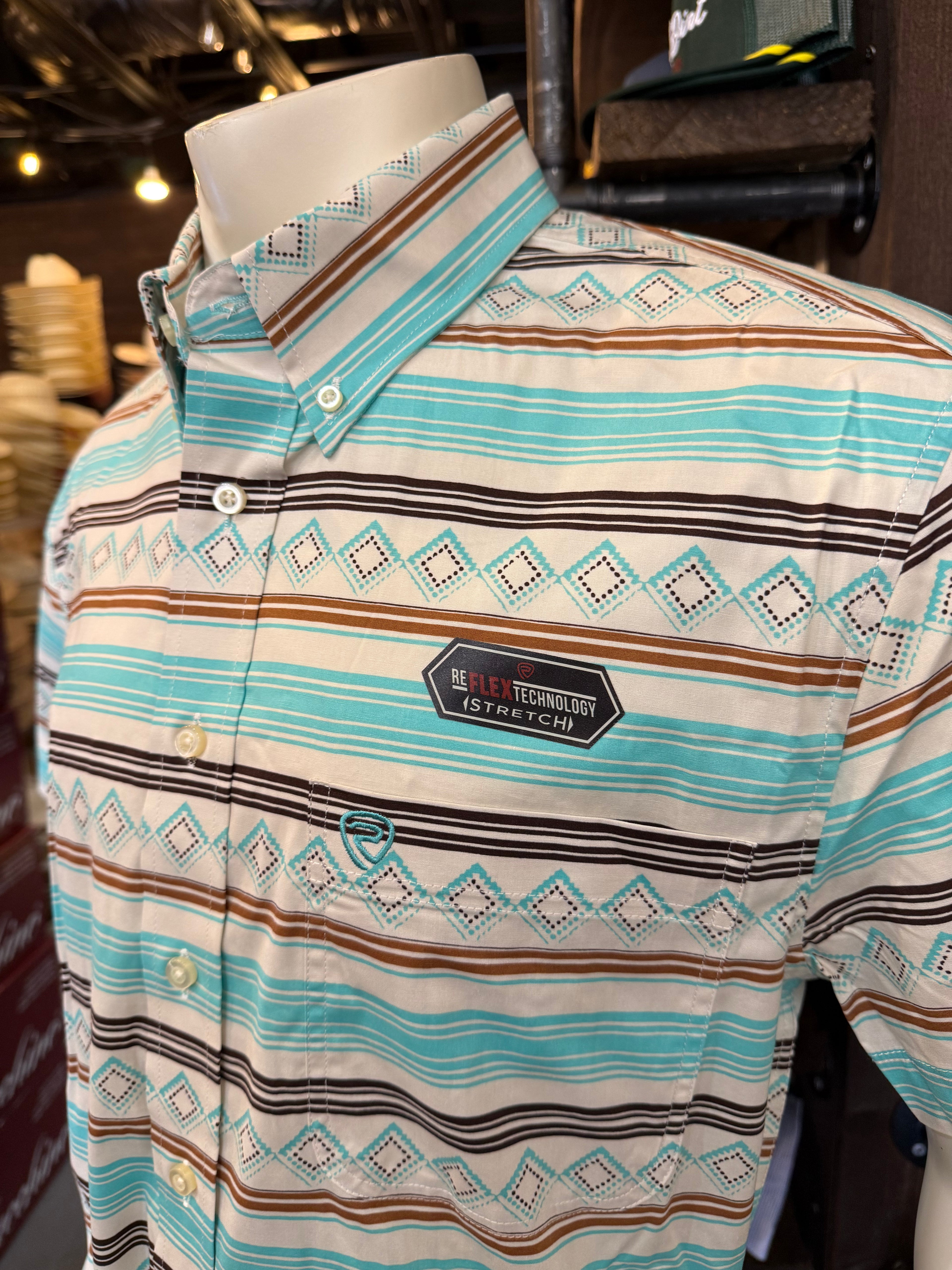 Teal Aztec button up