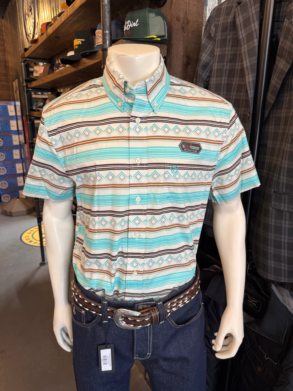 Teal Aztec button up