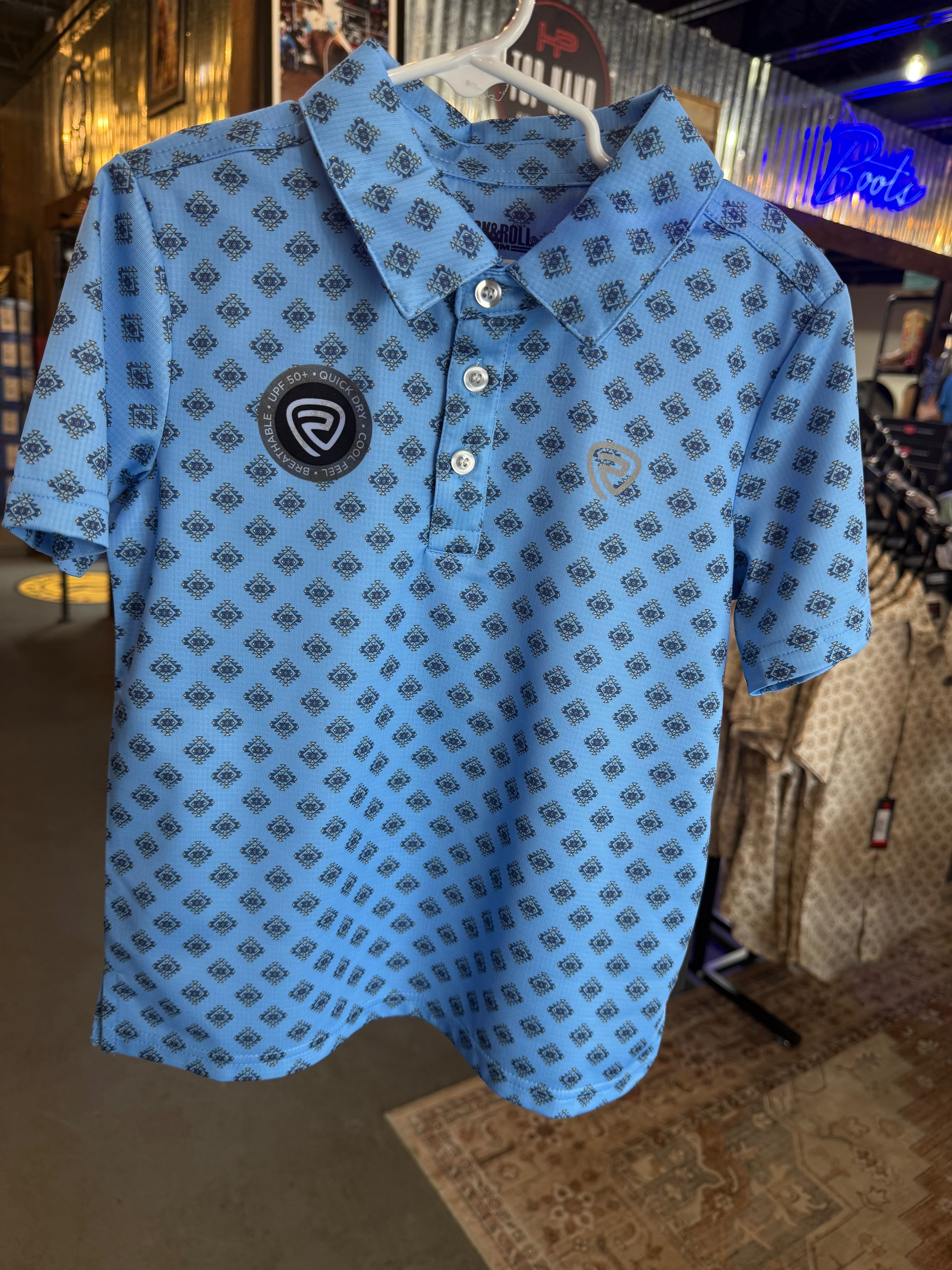 Boys Blue Aztec Polo