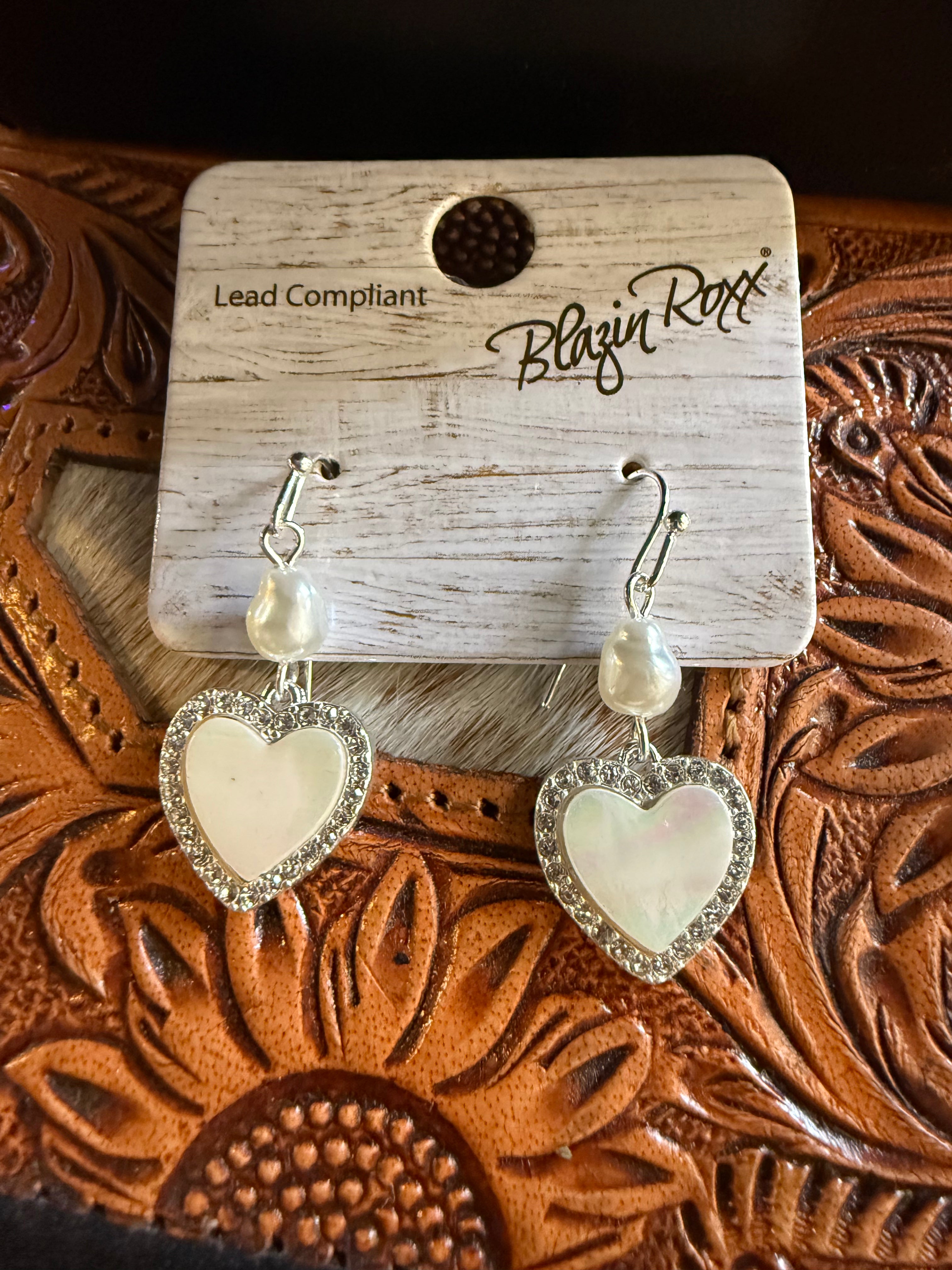 Opal heart earrings