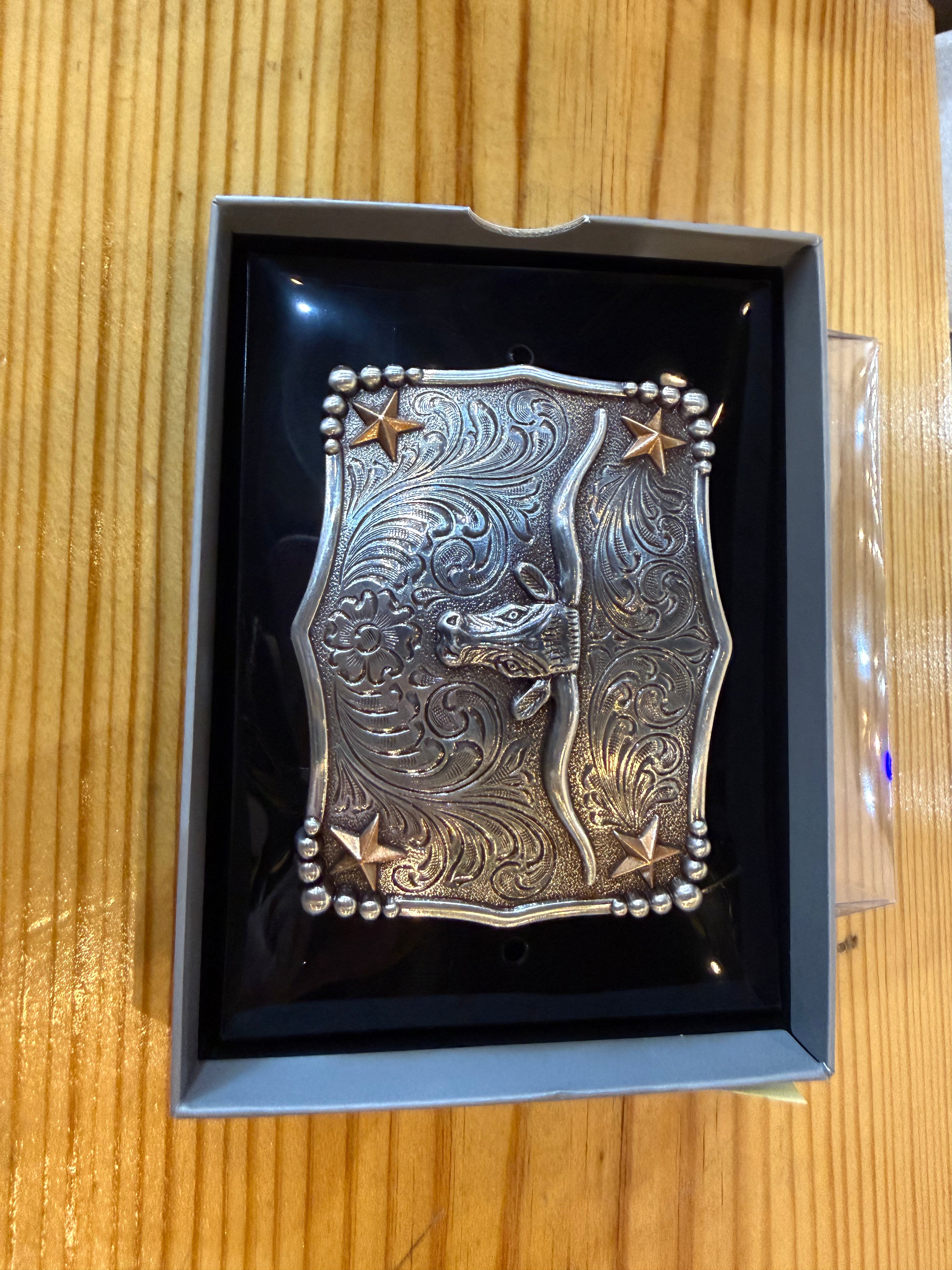 Rectangle Longhorn belt buckle